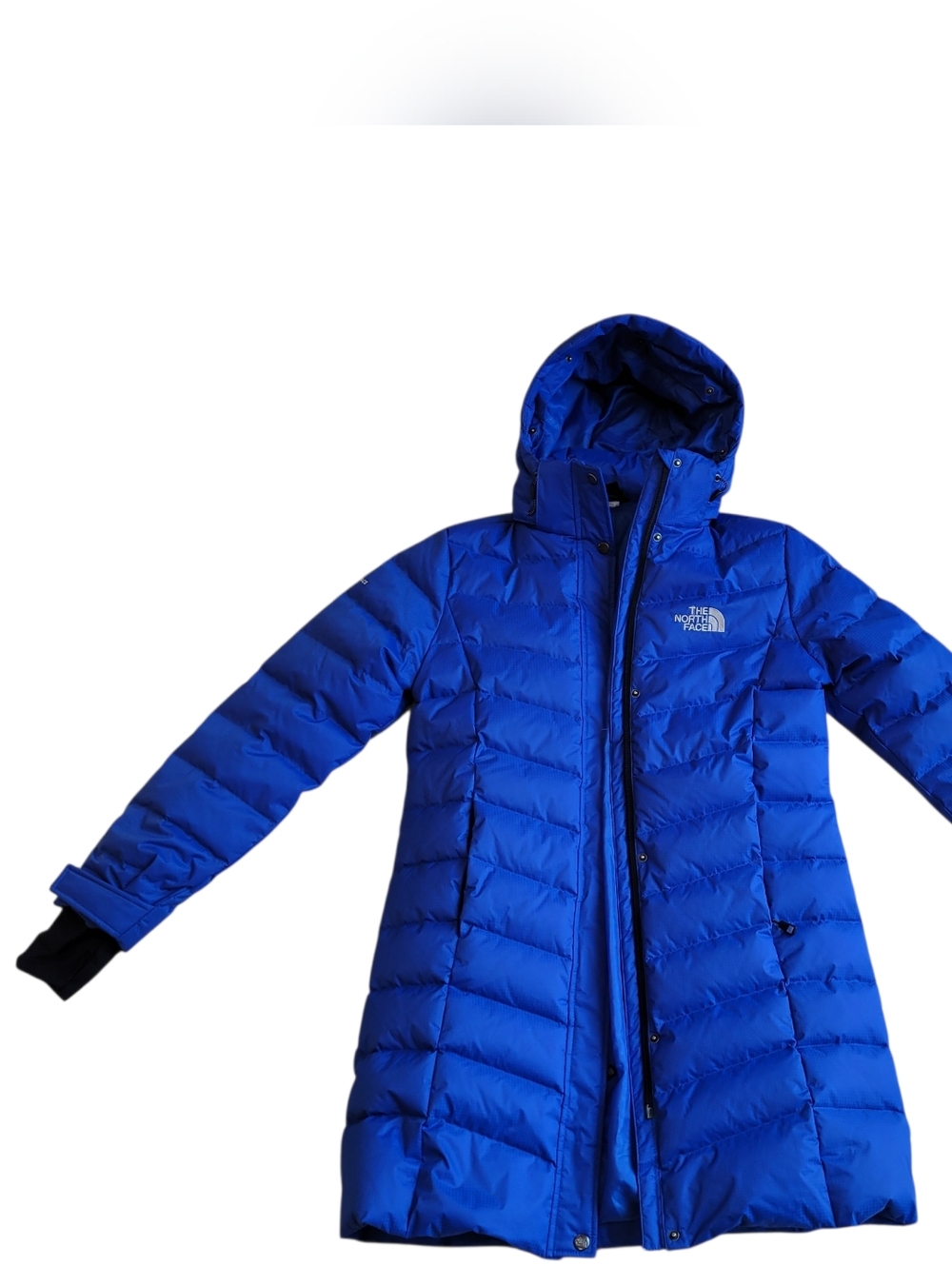 The North Face Women’s 900 Fill Cobalt Blue Down Puffer Parka Faux Fur Hood Coat - Picture 6 of 10